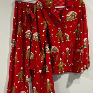 Women’s Large pajamas Nick & Nora Flannel Gingerbread Sock Monkey